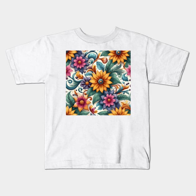 Abstract Flower Kids T-Shirt by Siha Arts